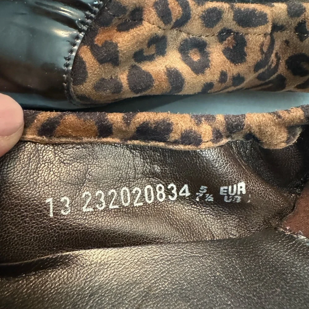 Mephisto Ballet Flats 7.5 Brown Cheetah Leather Cap toe slip ons animal Preppy